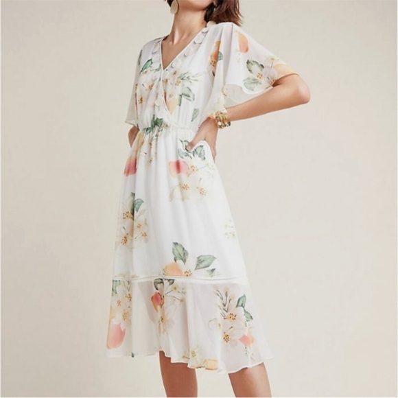 FARM Rio x Anthropologie Eloisa Boho Floral Flowy Cottagecore Midi Dress Size M - Picture 2 of 16